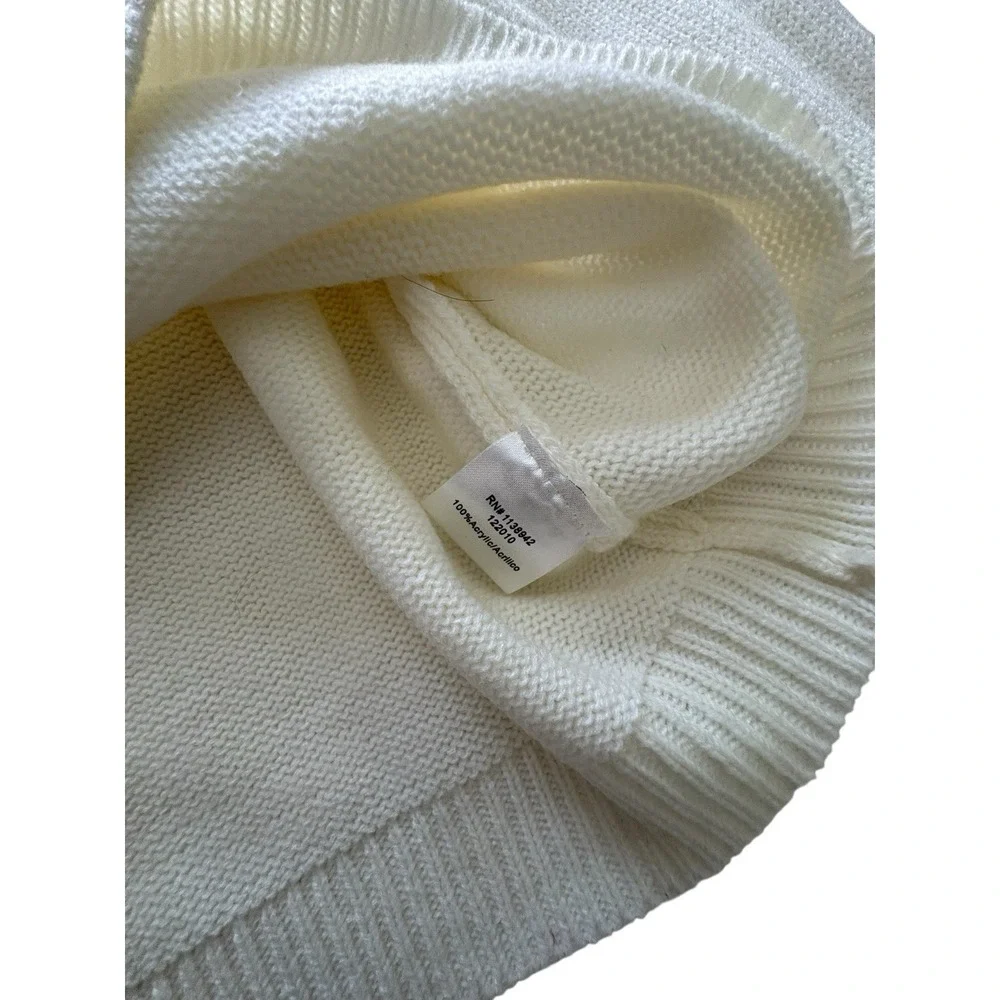 Cream Fringe Knit Sweater Women's Large Boho Western Pullover Top Long‎ Layering